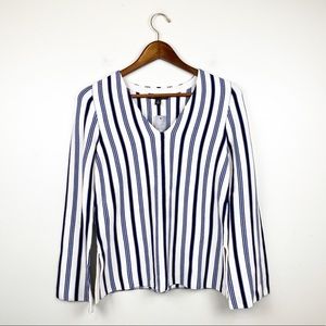 Ann Taylor Silk Blend Striped V-Neck NWT